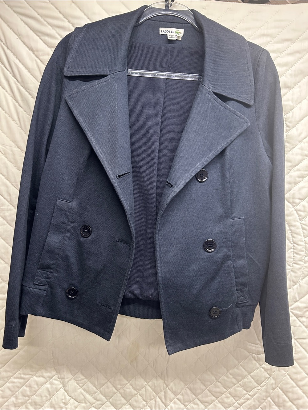 Lacoste Women's Dark Navy Double-Breasted Peacoat